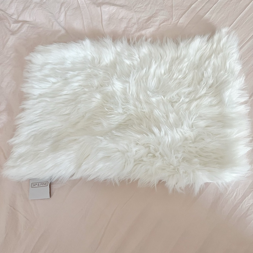 White Faux Fur Pillow Cover